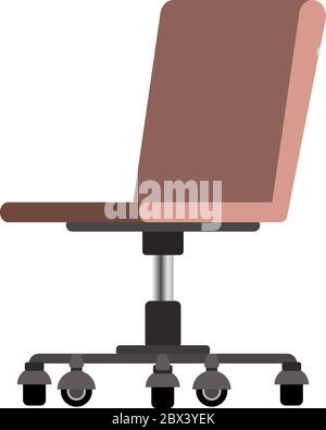 Trendy vector flat 3d office modern computer chair in a flat style with brown color leather shades. Office accessories interior decor for cartoon props Stock Vector