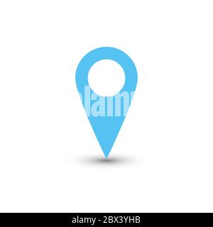 Blue map pointer with dropped shadow on white background. EPS10 vector illustration. Stock Vector
