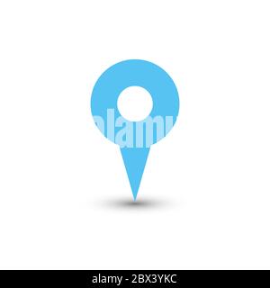 Blue map pointer with dropped shadow on white background. EPS10 vector illustration. Stock Vector