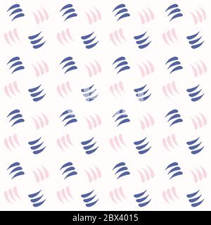 Swirl Ditsy Motif Watercolor Background. Seamless Vector Pattern Pastel on White. Delicate Boho Ditsy Hand Echo Lines for Textile Print. Minimalistic Stock Vector