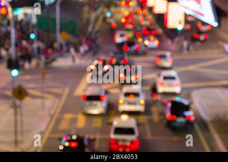 Abstract Blur and Bokeh of heavy traffic jam image - Background use Stock Photo