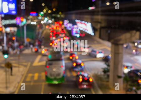 Abstract Blur and Bokeh of heavy traffic jam image - Background use Stock Photo