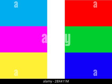 CMYK vs RGB color model concept illustration. Vector infographic for education Stock Vector
