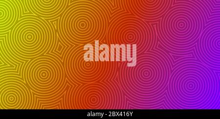Abstract background of concentric circles in purple and yellow colors Stock Vector