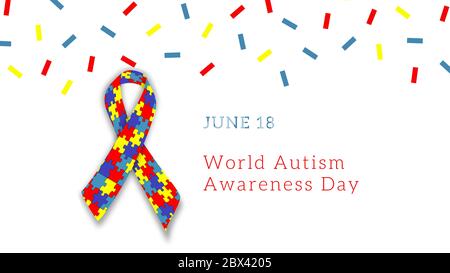 World Autism Awareness Day. Illustration related to autism, disease. Colorful. Copy space. Pride autism day. Illustration, banner, greeting card or po Stock Photo