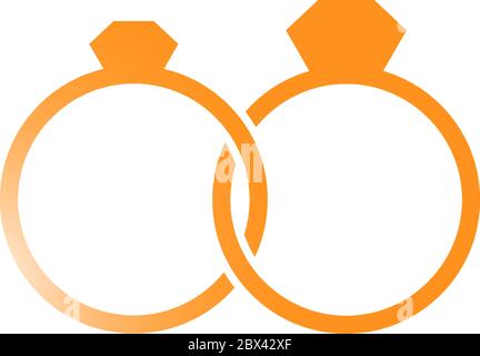 Wedding Flat Design Rings Icon with gradient gold color. vector icon Stock Vector