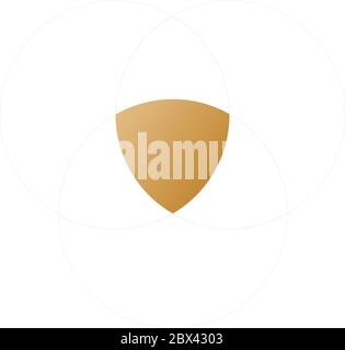 how to making simple shield made with from circle guide. vector Stock Vector