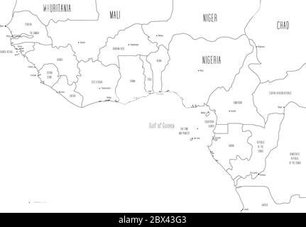 Map of Gulf of Guinea countries. Handdrawn doodle style. Vector illustration. Stock Vector