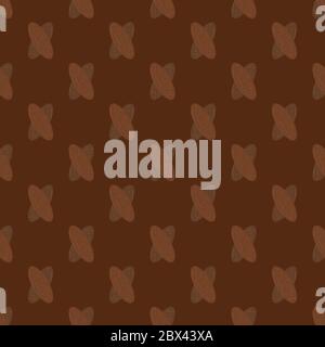 Almond vector seamless pattern background. Crosses of overlapping oval seeds on chocolate brown backdrop. Monochrome geometric nut design. Repeat for Stock Vector