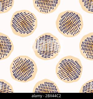 Seamless Dot All Over Print Vector Texture. Modern Geometric Hand Drawn Stitch Circle. Repeating Abstract Spotty Pattern Background. Organic Polka Dot Stock Vector