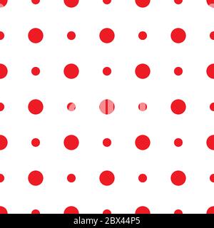 Seamless abstract pattern with big red circles and dots on white background. Kaleidoscope background. Bright wallpaper, good for printing. Summer Vect Stock Vector