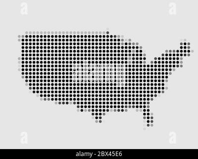 Square dots pattern map of North America. Dotted pixel map isolated on ...