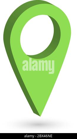 Green map pointer - vector illustration. Map pointer icon on white ...