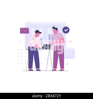Two Business Man Working Together Stock Vector
