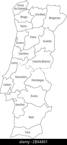 Mapa Administrativo De Portugal E Político Preto Do Vetor Ilustração do  Vetor - Ilustração de forma, naturalize: 126096409