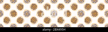 Seamless Embroidery Dot Vector Border Pattern. Modern Geometric Hand Drawn Stitch Circle. Watercolor and Organic Hand Stitched Spotty Banner Edge Stock Vector