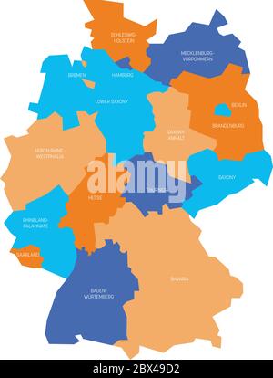 Map of Germany devided to 13 federal states and 3 city-states - Berlin ...