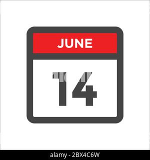 June 14 calendar icon - day of month Stock Vector