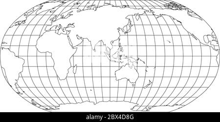 graticule globe Meridian and parallel, vector template graticule ball ...