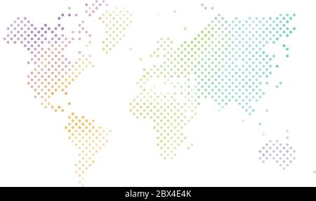 Dotted map of World. Colorful halftone design. Simple flat vector illustration. Stock Vector