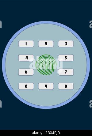 Code lock for safe doors with number buttons. Stock Vector