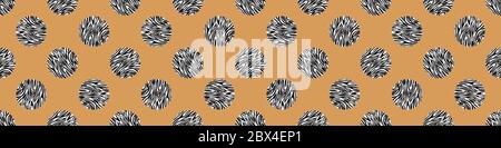 Zebra Skin Polka Dot Vector Seamless Pattern. Cute Safari Animal Dotty Circle Background. Hand Drawn Black & White Hide Line Effect in Flat Color Stock Vector