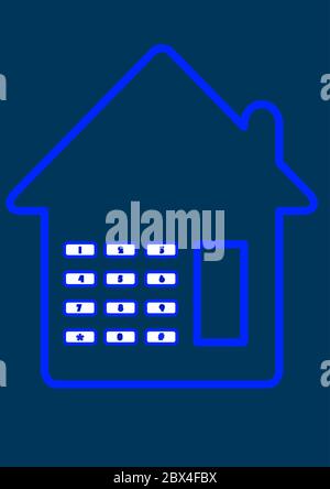 Combination lock on the door of the house. Stock Vector