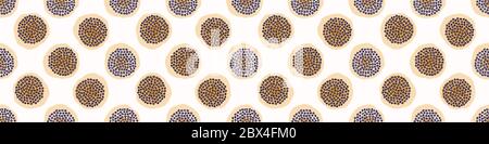 Seamless Embroidery Dot Vector Border Pattern. Modern Geometric Hand Drawn Stitch Circle. Watercolor and Organic Hand Stitched Spotty Banner Edge Stock Vector