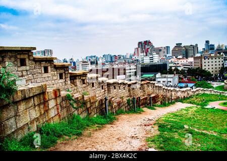 Seoul Wall, near the Dongdaemun District Stock Photo