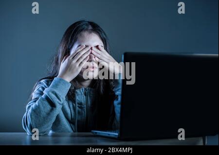 Woman Gets Scared By The Dark In Front Of Her Face Background