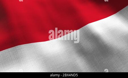 Monaco waving flag. Seamless cgi animation highly detailed fabric texture in cinematic slow motion. Patriotic 3d background of country symbol or gover Stock Photo