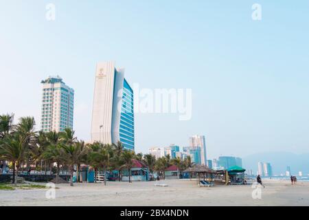 Grand Tourane Hotel and other hotels, in front of  My Khe beach, Danang, Vietnam Stock Photo