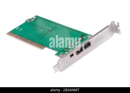 Firewire 1394 PCI controller card isolated on white background Stock Photo
