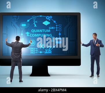 The concept of quantum computing with businessman Stock Photo