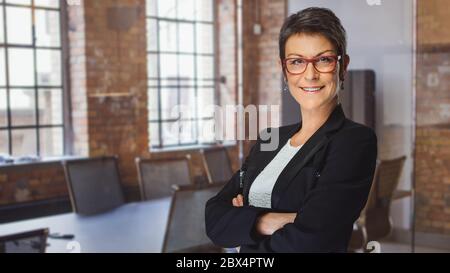 An adult woman in a breathing mask. success concept Stock Photo