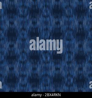Dyed Denim Blue Marl Ikat Texture. Variegated Heathered Tie Dye Background. Vertical Blended Line Seamless Pattern. Bleached Indigo Jersey Textile Stock Vector