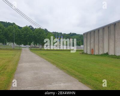 Srebrenica, Bosnia-Herzegovina, June 01 2020: Srebrenica-Potocari memorial and cemetery for the victims of the 1995 massacre Stock Photo