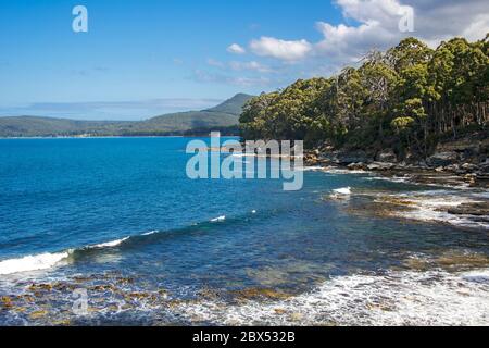 Panoramic view Adventure Bay Brune Island Tasmania Australia Stock Photo