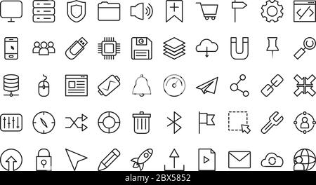 diskette and ui or ux icon set over white background, block style ...