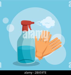 spray bottle and gloves vector design Stock Vector