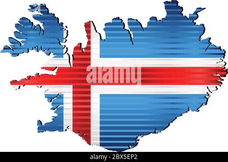 Shiny map of Iceland - Illustration,  Three Dimensional Map of Iceland Stock Vector
