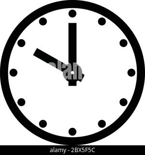 Clock face. Blank hour dial with hour and minute hand. Dots mark hours. Simple flat vector illustration. Stock Vector
