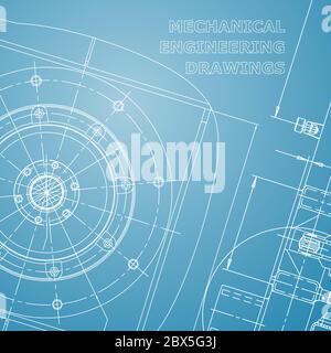 Blueprint, Sketch. Vector engineering illustration. Blue and white Cover, flyer, banner, background Stock Vector