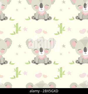 Seamless pattern with cute koala bear,vector illustration Stock Vector