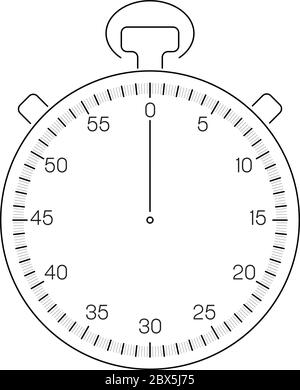 Analog sport stop watch. Thin black line illustration. Stock Vector