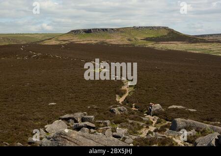 Stanage Edge viewed from Hathersage Booths in the Peak District, Derbyshire, UK Stock Photo