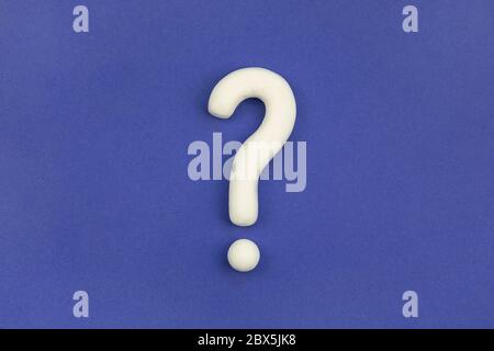 Question mark on blue background. 3d model, mock-up of interrogation point. Asking for information concept. Stock Photo