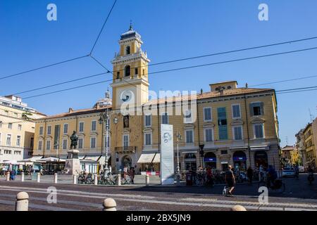 Parma, Italy - July 8, 2017: Palazzo del Governatore in Piazza Garibaldi on a Sunny Day Stock Photo