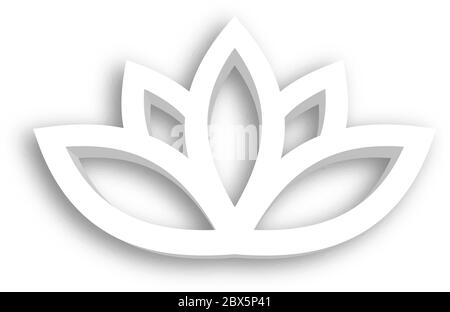 Lotus flower 3d Icon on white background. Wellness, spa, yoga, beauty and healthy lifestyle theme. Vector illustration. Stock Vector