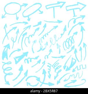 Cute children's drawing. Colored wax crayons. Elements for design. Arrows, Doodle, Curls Stock Vector